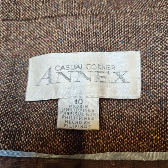 Casual Corner Tulip Skirt suit set Womens 10 Brown wool silk embroidered career - Picture 10 of 16